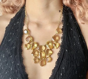 Kate Spade Vegas Jewels Statement Collar Bib Necklace Canary Yellow - Picture 1 of 6