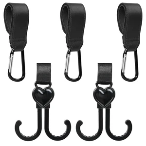 5 Pack Stroller Hooks for Hanging Bags and Shopping, (3+2) Stroller Hooks for Ba - Picture 1 of 12