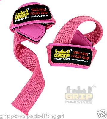 GRIP POWER PADS PINK WOMEN Classic Heavy Duty Neoprene Padded Weight Lifting Straps New