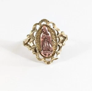 Größe 7,5 Virgincita 14k Gold Ring Our Lady of Guadalupe Mutter Maria Ring - Bild 1 von 10
