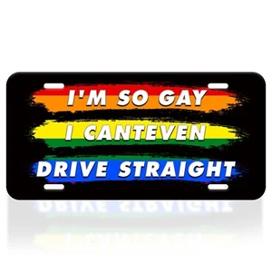 Placa de matrícula LGBT - Etiqueta de coche decorativa gay, placa de tocador de aluminio de 6 x 12" EE. UU. - Imagen 1 de 6