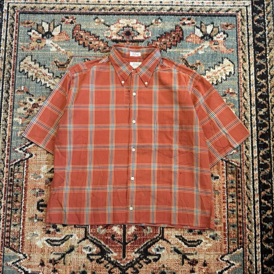 Camisa vintage años 50 60 Gant para hombre abotonada naranja algodón recortada mediana Foto 1 de 4