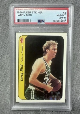 1986 Fleer Sticker Larry Bird #2 PSA 8 (ST) - Image 1 of 2