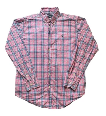 Ralph Lauren Shirt Boys XL 18-20 Pink Blue Plaid Button Down Long Sleeve Casual - Image 1 of 4