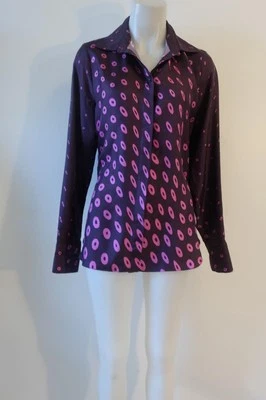 Blusa para mujer Mark Kenly Domino tostada 100 % seda púrpura con botones 36 EUR/US M Foto 1 de 4