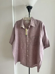 NWT 100% Linen Men's Shirt Natural Lines by Color Plus | Reunion Dusty Rose XXL - Picture 1 of 24