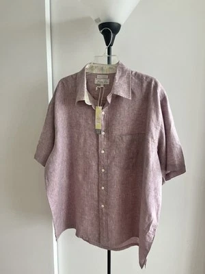 NWT 100% Linen Men's Shirt Natural Lines by Color Plus | Reunion Dusty Rose XXL - Image 1 of 4
