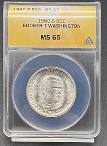1950 S Booker T Washington Silver 50c Commemorative Half Dollar ANACS MS65 - Picture 1 of 8