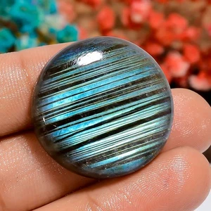 Genuine Labradorite Round Shape Cabochon Loose Gemstone 45 Ct. 27X27X7 mm - Picture 1 of 2