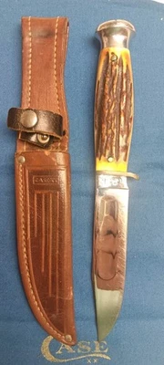 CASE XX VINTAGE STAG FIXED BLADE KNIFE LARGE LETTER - Image 1 of 4