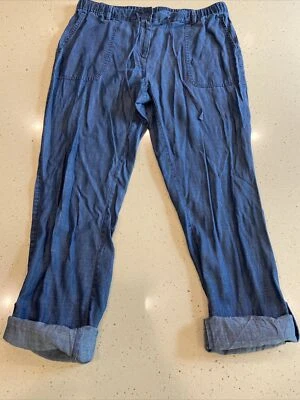 Lands End 10P Petite White Mid Rise Straight Leg Cotton  Casual Pants Denim - Image 1 of 4