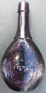 Wheaton Union Glass Handshake Bottle Amethyst Purple Dove Shield - Picture 1 of 9