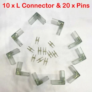 10pcs* Splice L Shape Connector + 20 x Pins for 8mm * 17mm LED Neon Rope Light - Picture 1 of 7
