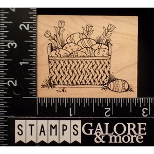 Estampillas de goma de grandes impresiones F195 cesta de pascua huevos y tulipanes hierba #T28 - Imagen 1 de 2