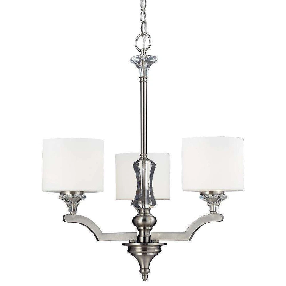 Lámpara de araña Z-Lite de tres luces de níquel satinado y vidrio blanco mate $525 Foto 1 de 1