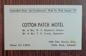 Vintage Baumwolle Patch Motel Visitenkarte, New Benton Highway, Little Rock AR - Bild 1 von 1