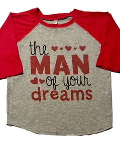 Boys Raglan Tee Shirt Size 5-6 Tshirt “The Man of Your Dreams” - Picture 1 of 10