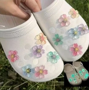 6pc Sakura Cherry Blossom Flower Shoe Charms for Crocs- Glow-in-the-dark. - Picture 1 of 4