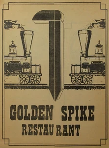 Vintage Golden Spike Restaurant Menu Railroad Train Theme Provo Utah 1970s - Picture 1 of 6