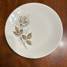Vintage Sabin China Oven Proof Plate Brown Rose 9.25" MCM Some Crazing