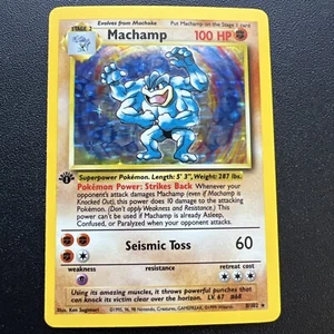 Vintage 1995 Machamp First Edition Holo Pokémon Card 8/102 - Picture 1 of 24