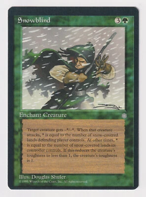 Miscut Snowblind MP Ice Age MTG Magic Factory Error Misprint Reserved List Rare! - Image 1 of 2