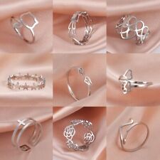Stainless Steel Open Cuff Rings - Silver Color Couple Charm Ring Jewelries 1pc