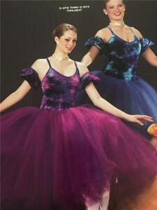 Dance Costume Ballet Lyrical Long tutu Purple Large  Child Art stone Twilight