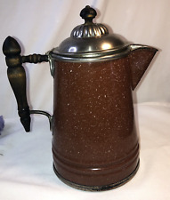 Antique Manning Bowman & Co. Coffee Pot Metal Porcelain Coated Patented in 1889