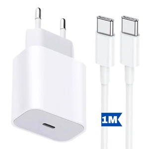 Chargeur Rapide 20w USB-C + Câble USB-C Blanc pour iPhone 15 Pro Max 12-16 pro - Zdjęcie 1 z 8
