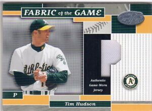2002 (ATHLETICS) Leaf Certified Fabric of the Game #123PS Tim Hudson/50