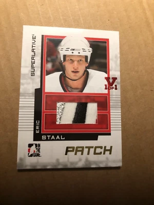 2009-10 ITG Superlative Game Used Patches Gold #SP38 Eric Staal/9 - Image 1 of 2