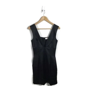 L’Agence Dress XS S Black Satin Deep V Plunge Neck Cocktail Mini Women’s NWOT - Picture 1 of 7