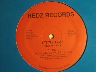 S.U.P.E.R. FT. MASTER VIC & EXOTIC DON IT'S THE BEAT 12" OG '86 REDZ HIP HOP VG - Image 1 of 2