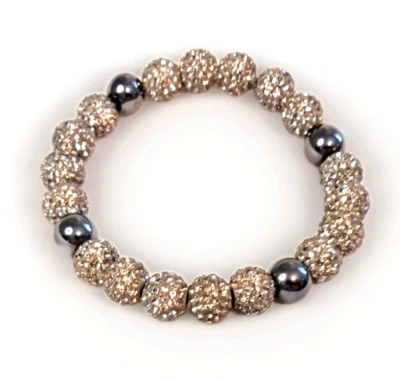 Pulsera elástica de colección para mujer de 10 mm con bolas y cuentas de discoteca pavé de cristal joyería inmobiliaria Foto 1 de 4