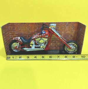 Vintage 1:12 New Ray Custom Bikes Diecast Chopper Motorcycle, Red White & Blue
