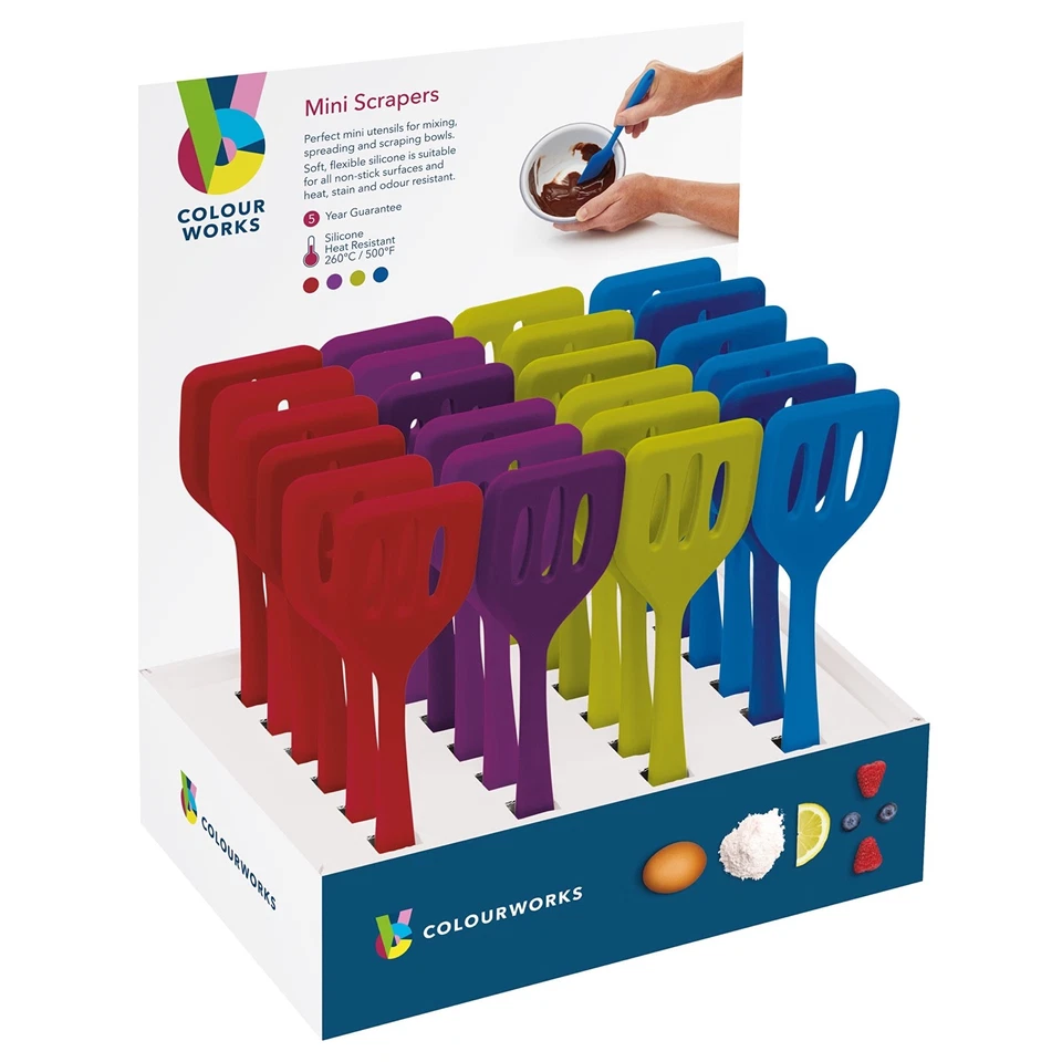Colourworks kitchencraft Assorted Coloured Mini Turners 20cm - Image 1 of 1
