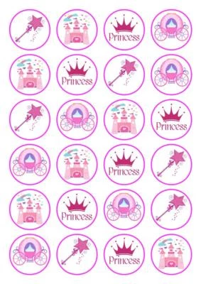 24 Princess Party Kids Cupcake Fairy Cake Toppers Edible Rice Wafer Paper - Image 1 of 3