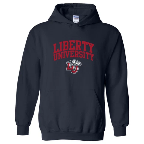 Liberty University Flames Arch Logo Hooded Sweatshirt - Navy Cover