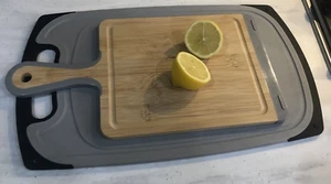 BAMBOO CHOPPING BOARD SET | 2 PIECE KITCHEN FOOD CUTTING BOARDS NEW - Picture 1 of 12