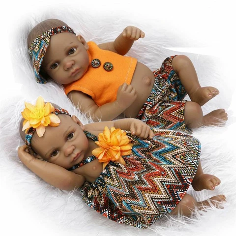 11" Preemie African American Reborn Baby Dolls Boy/Girl Twins Black Newborn Doll Cover
