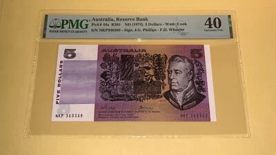 PMG Australia, Reserve Bank $5 ND(1974) Extremely Fine 40 p44a - Image 1 of 4