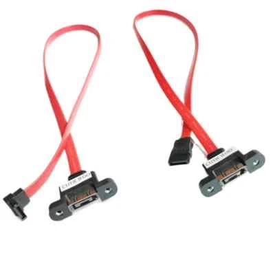 90 Degree Right Angle HDD SATA 3.0 6G Male Female Data Cable Screw Panel Mount - Image 1 of 4