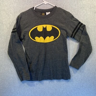Batman Shirt Youth Large Gray DC Comics Long Sleeve Logo - Image 1 of 4
