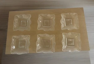 Vintage 6er Set FEDERAL KLARES DEPRESSIONSGLAS DIAMANTSCHLIFF 4”x4” GESCHIRR GEKRÄUSELT Butter - Bild 1 von 10