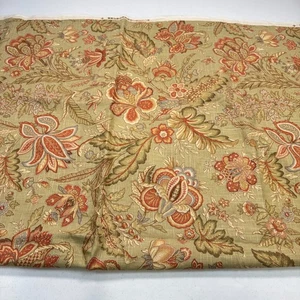 mill creek upholstery fabric cotton beige red floral louts 55x99 2.75yards - Picture 1 of 11