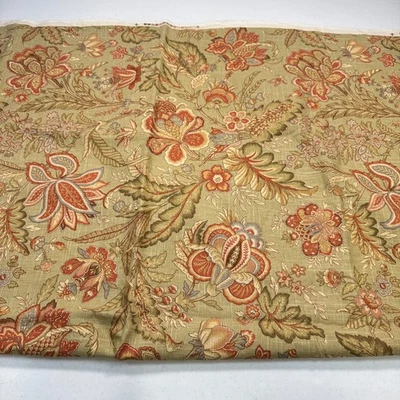 mill creek upholstery fabric cotton beige red floral louts 55x99 2.75yards - Image 1 of 4