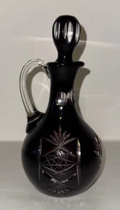 Bohemian Ruby  Glass Decanter-Red cut to Clear  8’’ Tall with Stopper - Picture 1 of 6