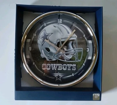 Relógio de parede NFL DALLAS COWBOYS 12" redondo cromado  - Imagem 1 de 2