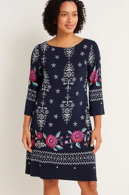 Vestido Vaina Enfocus Studio Mujer 8 Estampado Floral Manga 3/4 Pull On Azul Marino Foto 1 de 4